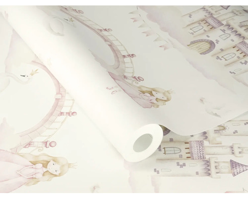 Rol behang met prinsessen en kasteelmotief