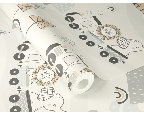 Rol behang met kinderlijk dierenpatroon