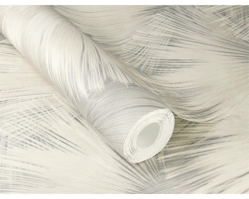 Een rol behang met verenontwerp.