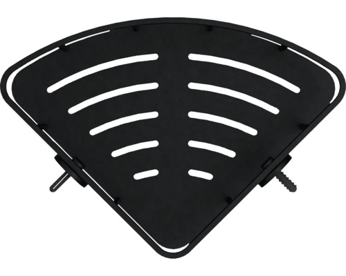 Zwarte hoekplank met sleuven voor wandmontage