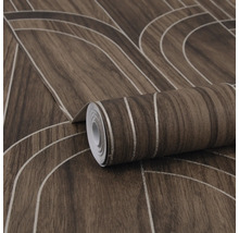 Rol vinylbehang met houtlook en geometrische patronen