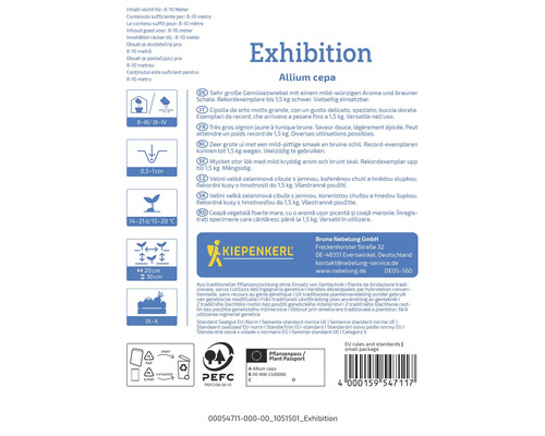 Informatie over de groente-ui Exhibition Allium cepa, inclusief instructies en het Kiepenkerl logo