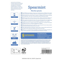 Verpakking Spearmint Mentha spicata met plantinstructies en fabrikantinformatie