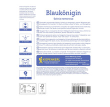 Verpakking van Blaukönigin Salvia nemorosa met informatie over kenmerken en toepassingen