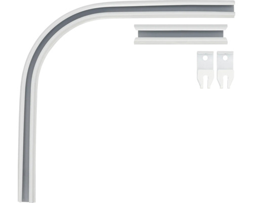 Gordijnroedeset met gebogen rail, rechte rail en beugels