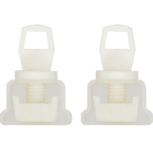 Twee toiletdekselbevestigingen van kunststof