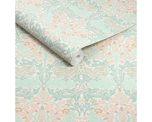 Rol behang met bloemmotieven en dierenmotieven