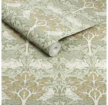 Rol behang met vogel-, konijn- en boommotief