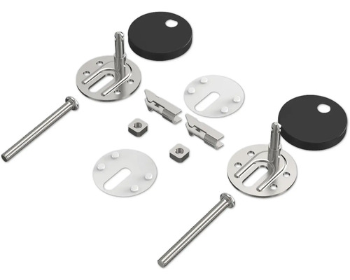 Bevestigingsset voor toiletbrillen met schroeven, moeren, beugels en sluitringen