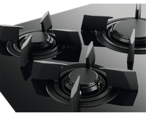 Zwarte gaskookplaat met drie branders