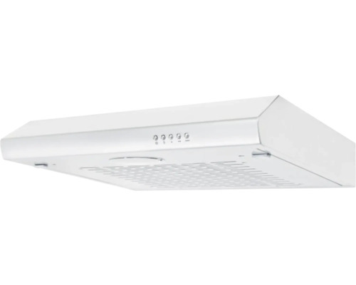 Witte afzuigkap met bedieningsknoppen