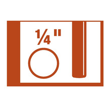 Symbool voor een kwart inch boring