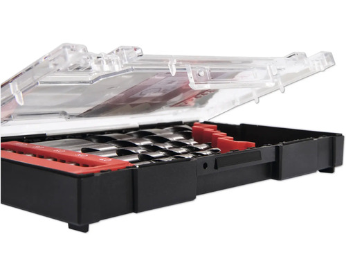 Boor set in open doos met transparant deksel