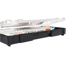 Set decoupeerzaagbladen in een transparante kunststof koffer