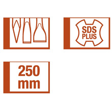Symbool voor boorvorm, SDS Plus en 250 millimeter