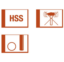 HSS symbool, symbool voor geen hamerslag, symbool voor gatenzaagboor