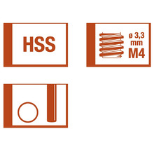 HSS-symbool, draadsymbool diameter 3,3 millimeter, M4-symbool