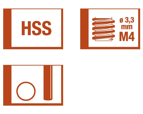 HSS-symbool, draadsymbool diameter 3,3 millimeter, M4-symbool