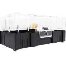 Borstelset in zwarte opbergdoos met transparant deksel