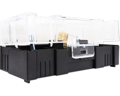 Borstelset in zwarte opbergdoos met transparant deksel