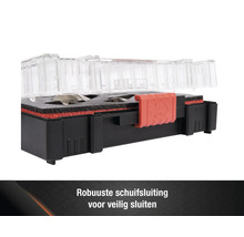 Freesset in zwarte opbergkoffer met transparant deksel