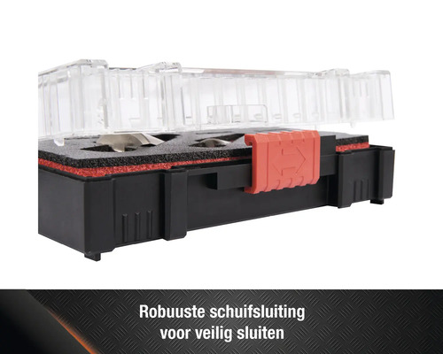 Freesset in zwarte opbergkoffer met transparant deksel