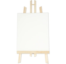 Houten schildersezel met wit doek