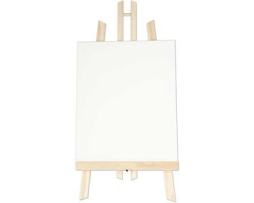 Houten schildersezel met wit doek