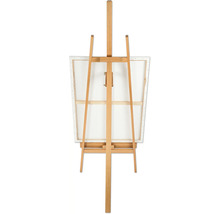 Houten schildersezel met canvas van achteren