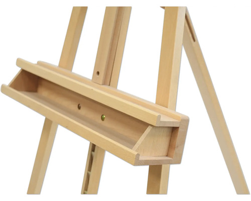 Detailaanzicht van een houten schildersezel voor kunstenaarsbenodigdheden