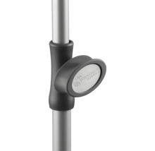 Detail van een parasolvoet met Schneider Schirme logo