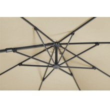 Detailaanzicht van een geopende parasol met frame