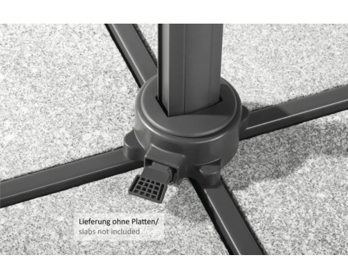 Parasolvoet met vier poten voor verzwaring met platen