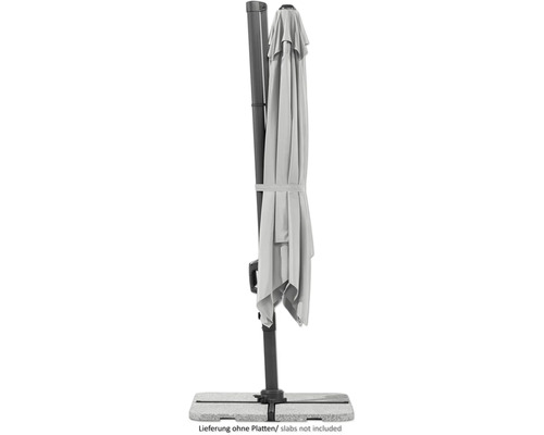 Gesloten zweefparasol met standaard exclusief tegels