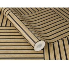 Rol behang met houtlook en streepjesmotief