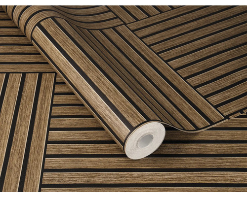 Behang met houten planken ontwerp