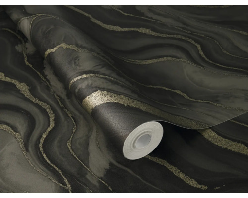 Rol behang met marmerpatroon en glitteraccenten