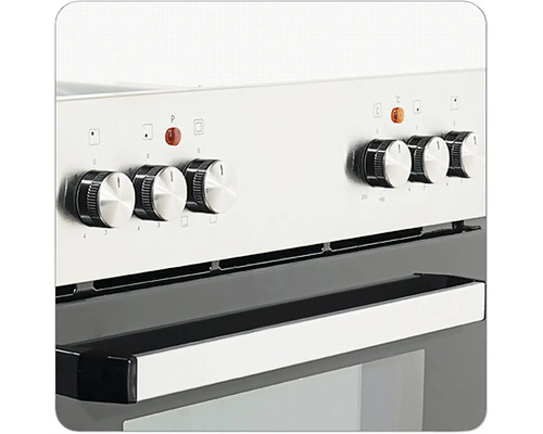 Detailweergave van een elektrisch fornuis met draaiknoppen voor temperatuurregeling