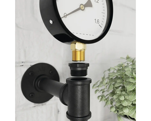 Drukmeter voor wandmontage met buiskoppelingen