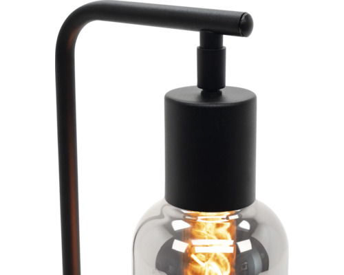 Tafellamp met gloeilamp en zwart frame