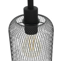 Hanglamp met zwarte draadkooi en gloeilamp