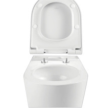 Wandcloset met diepe spoeling, open spoelrand en toiletzitting