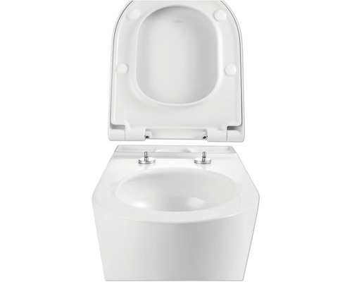 Wandcloset met diepe spoeling, open spoelrand en toiletzitting