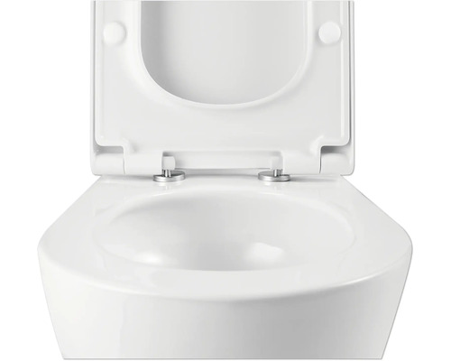 Keramisch toilet met open toiletdeksel