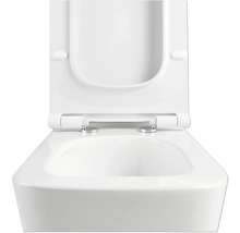 Witte toiletpot met open toiletdeksel