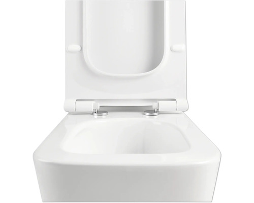 Witte toiletpot met open toiletdeksel