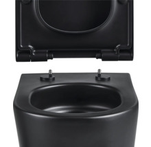 Zwart wandcloset met diepspoeling, open spoelrand en toiletzitting