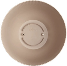 Onderkant van een ronde plantenbak met Elho logo