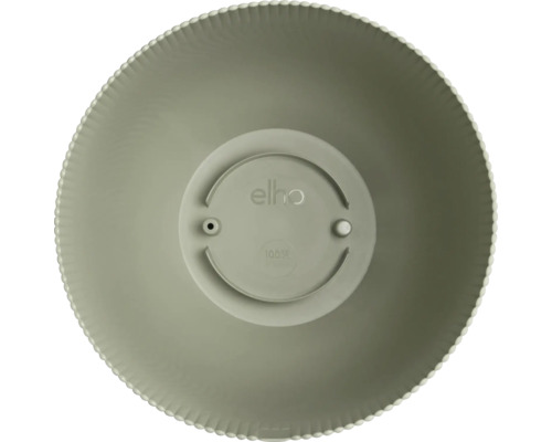 Elho Logo op een ronde plantenbak onderschotel