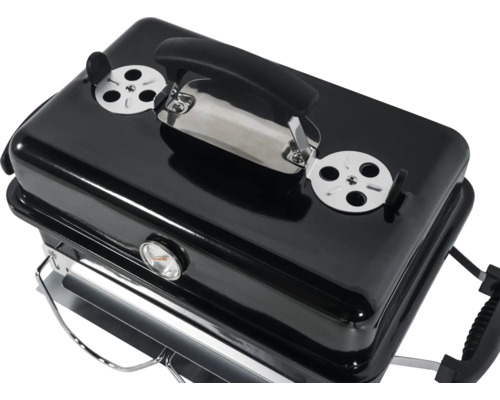 Draagbare houtskoolgrill met temperatuurweergave